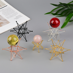 新款制造镀金十二星耀水晶球矿晶底座托架摆件工艺品摆件创意家居