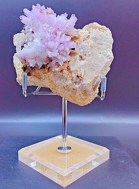旋转带轴承水晶原石矿标矿石晶簇玉石透明亚克力摆件支架展示