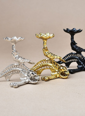 新款创意合金鱼骨重力鸟精致水晶球玛瑙石摆件办公桌面装饰底座