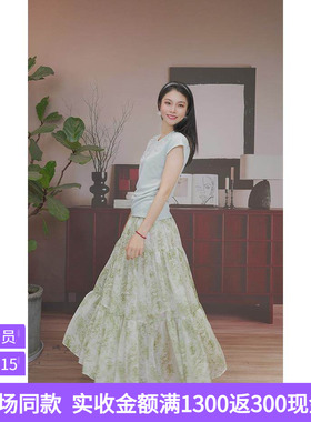 司歌优雅气质百搭印花半身裙女2026夏季新款中长款大摆裙C93G5577
