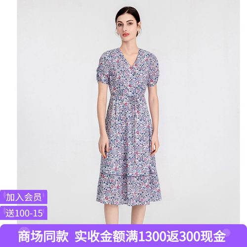 司歌短袖连衣裙v领优雅气质EA891252X