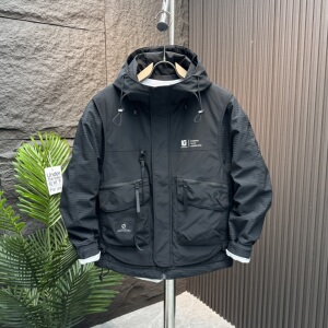 重磅厚料复古硬壳工装棉服男士2023秋冬二棉连帽冲锋衣保暖外套男