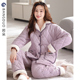 睡衣女冬季 珊瑚绒加厚加绒保暖三层夹棉秋冬法兰绒棉袄冬款 家居服
