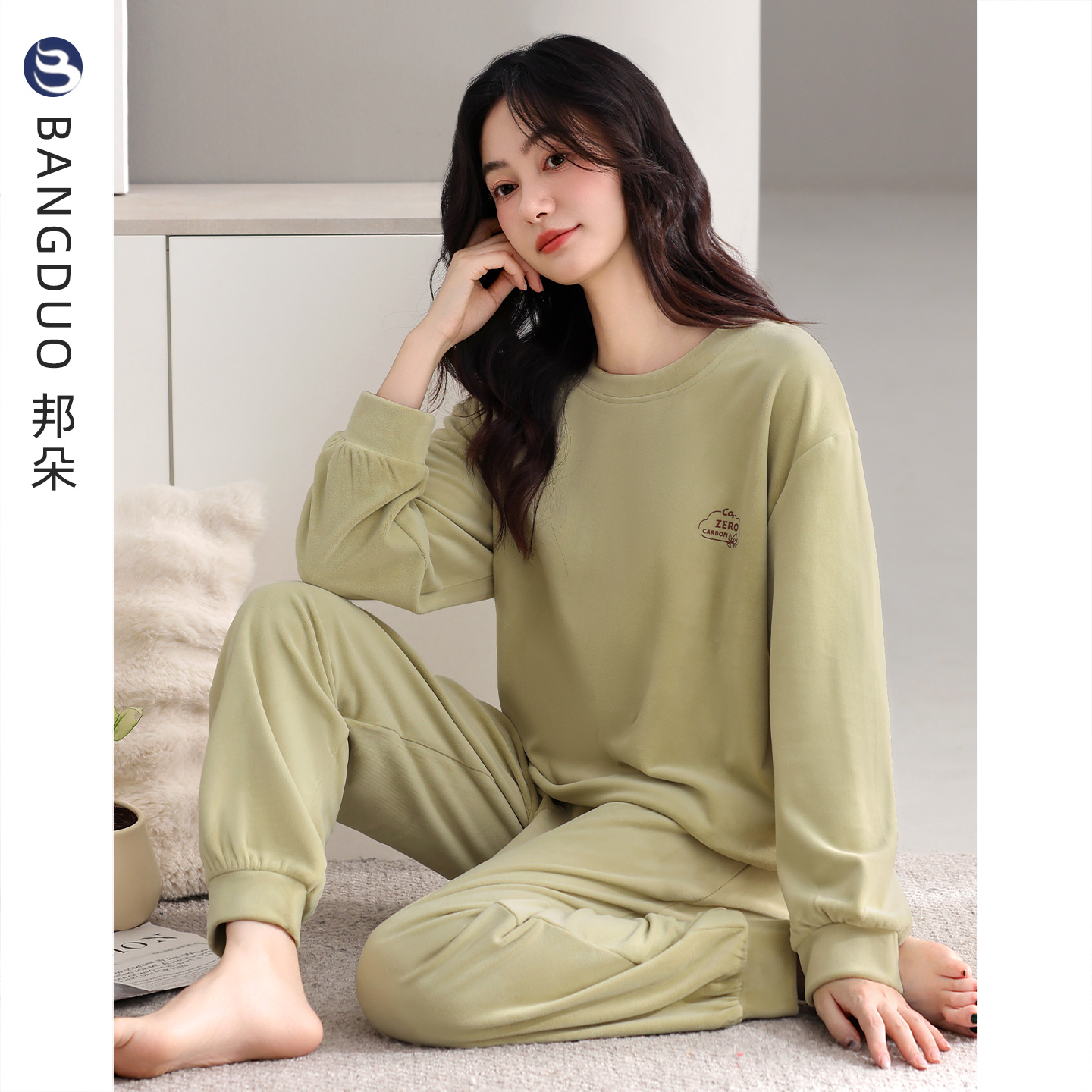 睡衣女士秋冬海岛绒长袖家居服