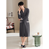 男款 纯棉长袖 秋季 长款 通用浴衣家居服 睡袍男士 浴袍睡衣四季 春秋款