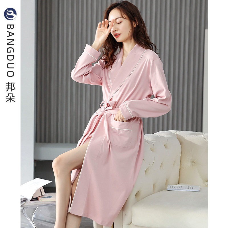 睡袍女睡衣春秋款纯棉长款浴袍秋季全棉薄款女式秋冬浴衣晨袍和服