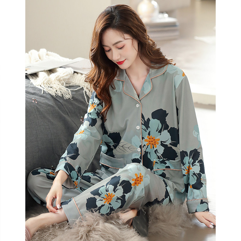 睡衣女士春秋款长袖女款秋季薄款中年妈妈秋冬大码秋款家居服