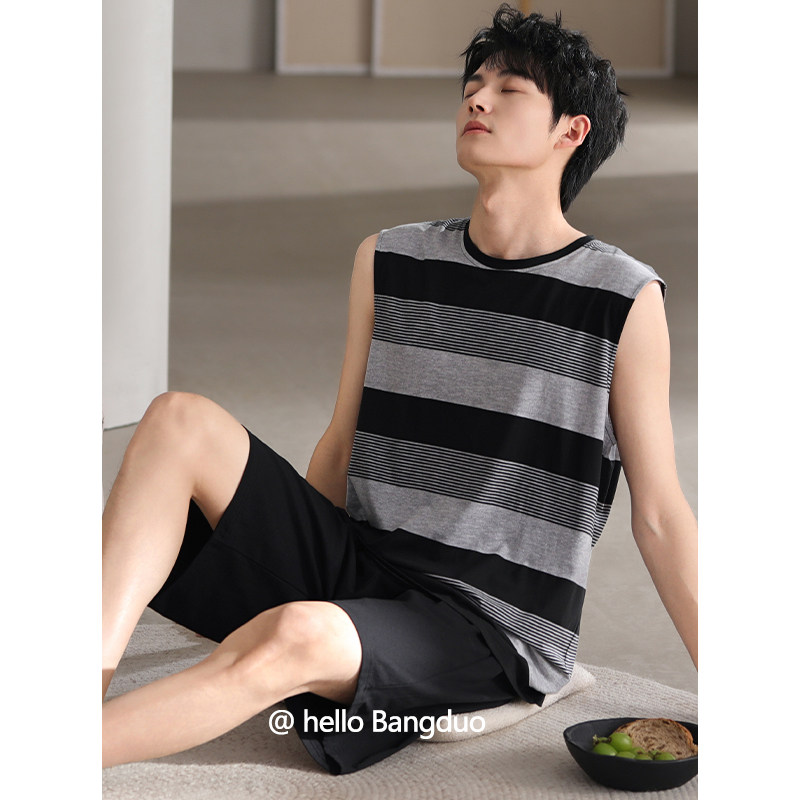 睡衣男士夏季莫代尔无袖背心短裤2025新款薄款夏天冰丝夏款家居服,女士内衣/男士内衣/家居服,睡衣/家居服套装,淘宝优惠券,粉丝福利购,淘宝优惠卷