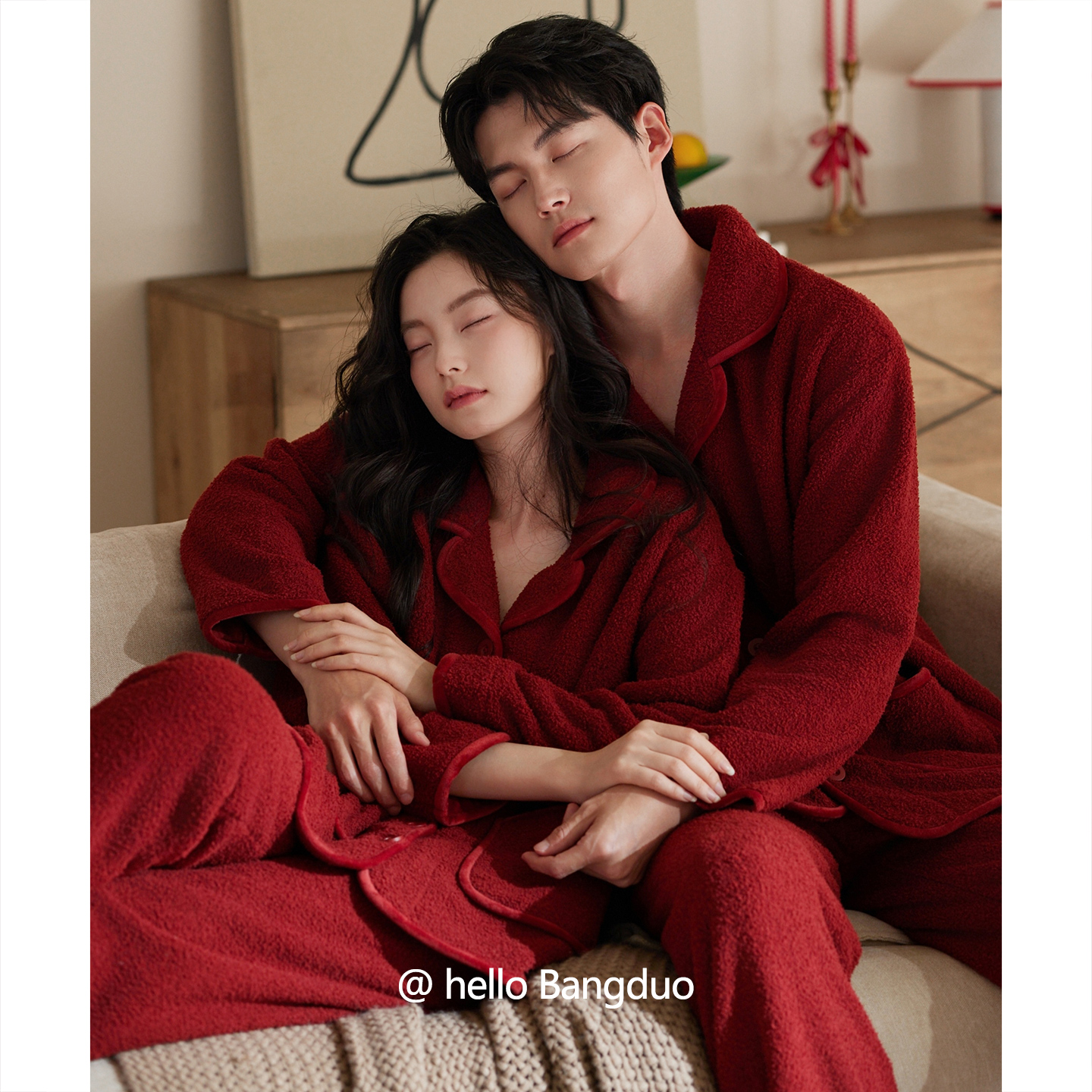 情侣睡衣秋冬法兰绒长袖家居服