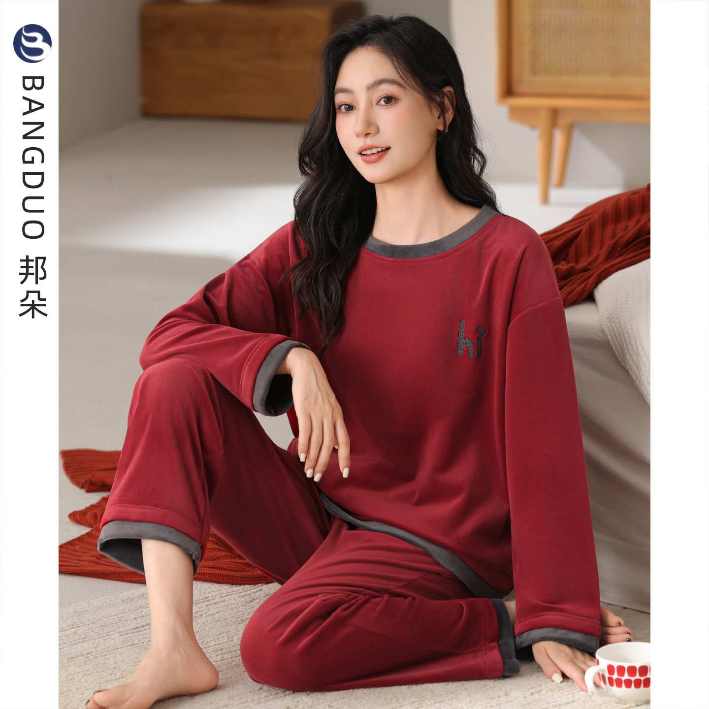 睡衣女士冬季海岛绒加厚家居服