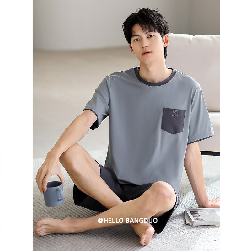睡衣男士夏季莫代尔短袖短裤薄款夏天冰丝大码休闲青年夏款家居服,女士内衣/男士内衣/家居服,睡衣/家居服套装,淘宝优惠券,粉丝福利购,淘宝优惠卷