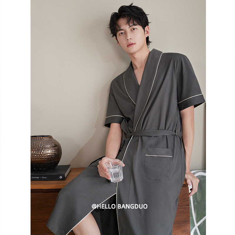 睡袍男士夏季纯棉短袖浴袍睡衣薄款夏天2025新款高级感浴衣家居服,女士内衣/男士内衣/家居服,睡袍/浴袍,淘宝优惠券,粉丝福利购,淘宝优惠卷