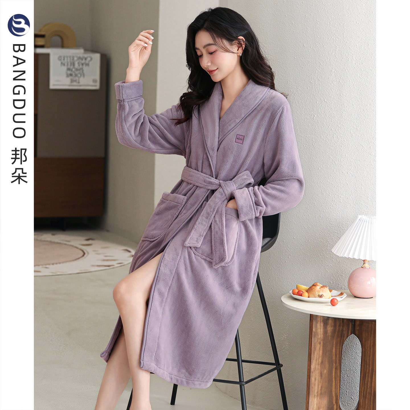 睡袍女士冬季珊瑚绒加厚长款浴袍