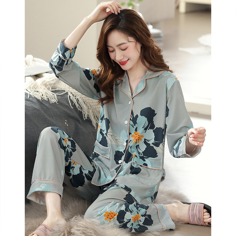 睡衣女士春秋款长袖女款秋季薄款中年妈妈秋冬大码秋款家居服