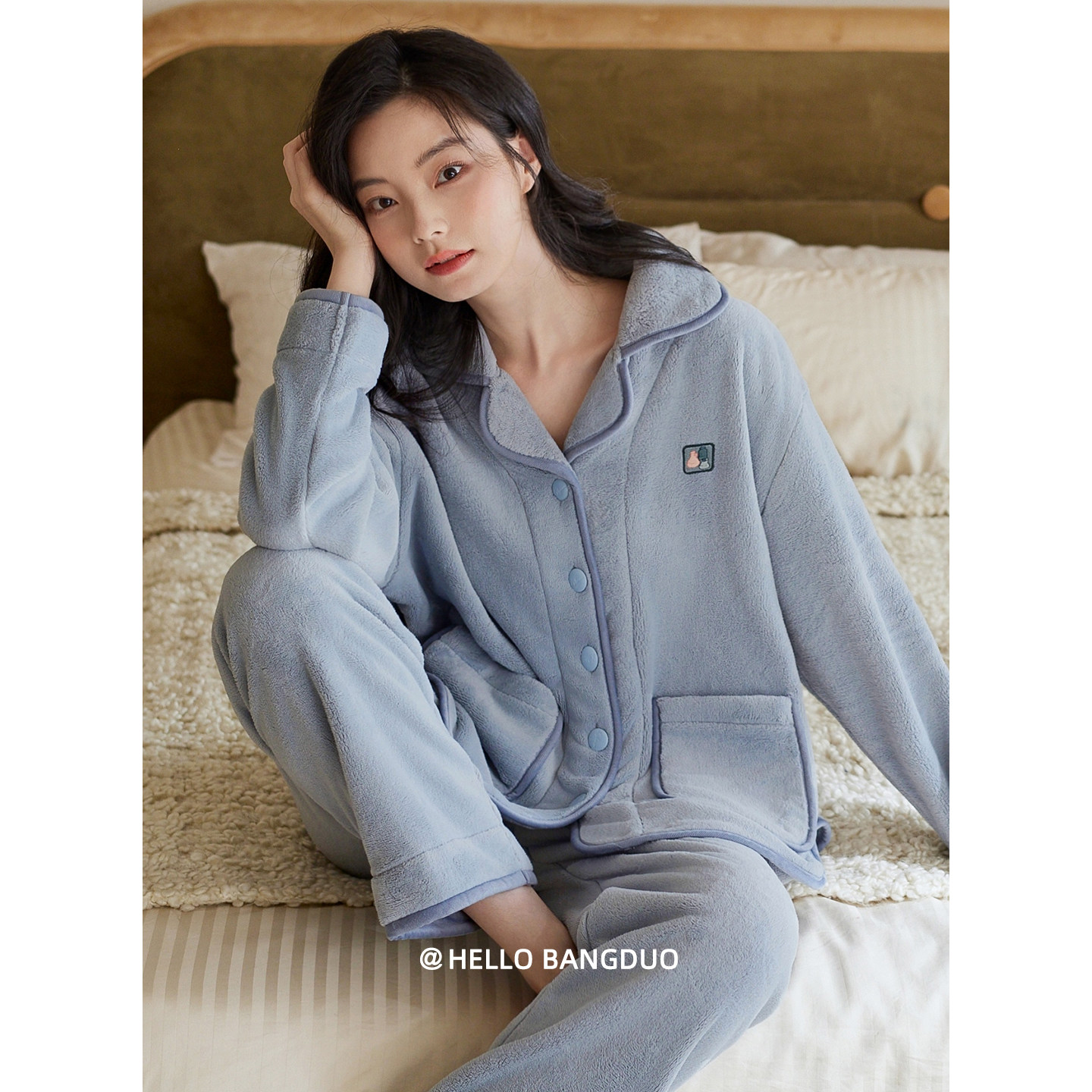 睡衣女冬季珊瑚绒加厚加绒保暖女款秋冬法兰绒大码冬款家居服套装