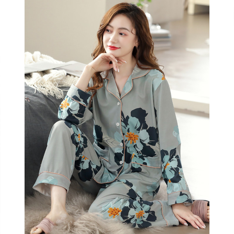 睡衣女士春秋款长袖女款秋季薄款中年妈妈秋冬大码秋款家居服