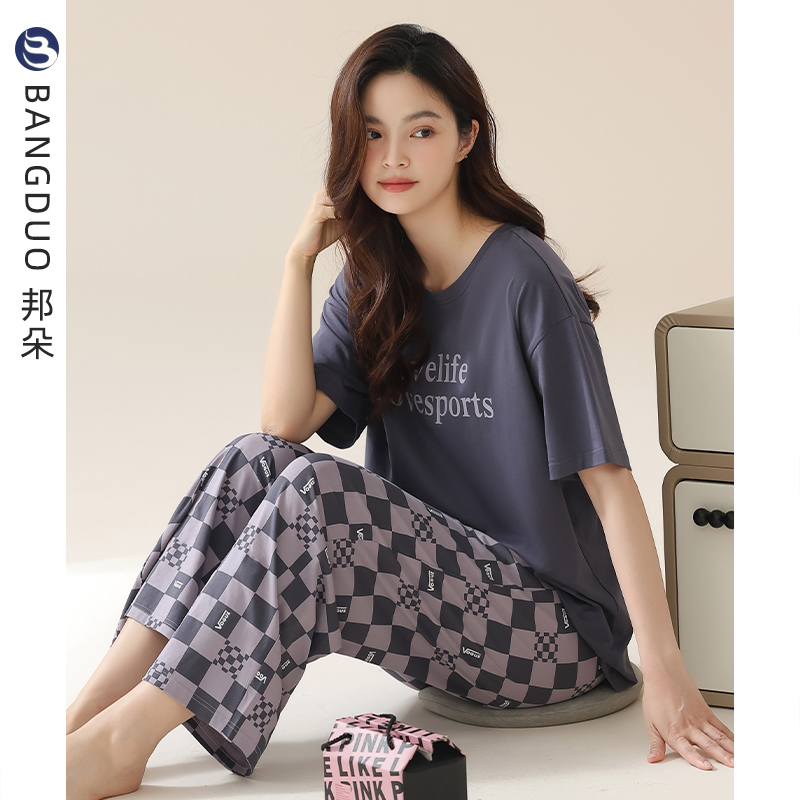 睡衣女士夏季纯棉短袖家居服