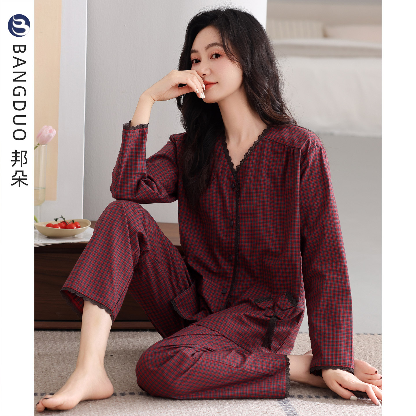 睡衣女士春秋款纯棉长袖家居服