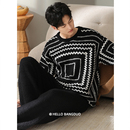 家居服套装 半边绒睡衣男士 秋冬珊瑚绒高级感冬款 加厚加绒男款 冬季