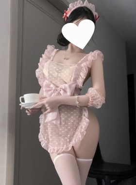 新款战袍波点女仆制服蕾丝蝴蝶结荷叶边甜美可爱睡衣女套装夏cos
