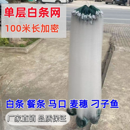 单层100米长渔网粘网餐条白条专用小鱼网丝网沉浮网马口捕鱼网1指