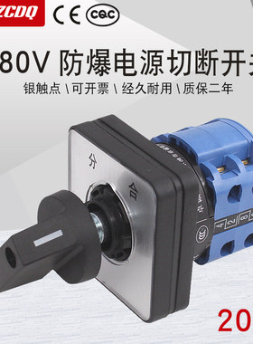 LW26-20防爆配电箱两档380V电源切断分合控制加长轴万能转换开关