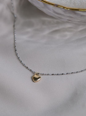 小众设计撞色爱心珠链项链925纯银简约ins冷淡风锁骨链轻奢10764