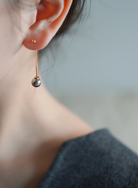 yeajewel 灰珍珠金豆豆豆耳线925银饰短耳环日韩简约百搭女21128