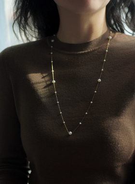 小众设计感时尚简约淡水珍珠满天星长项链气质优雅毛衣链女51248