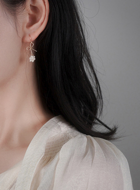 yeajewel原创手作珍珠球蝴蝶结耳环14k包金耳钩甜美淑女耳饰30905