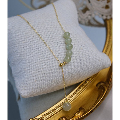 轻奢高级感六颗和田玉y字项链925纯银锁骨链小众清新饰品女20344