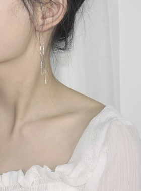 925纯银超长耳线女气质流苏耳环简约通勤长耳饰百搭轻奢饰品80813