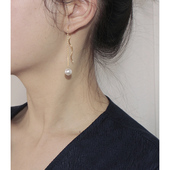 925纯银s形波浪珍珠耳线女气质流苏耳环显脸瘦简约小众耳饰80719