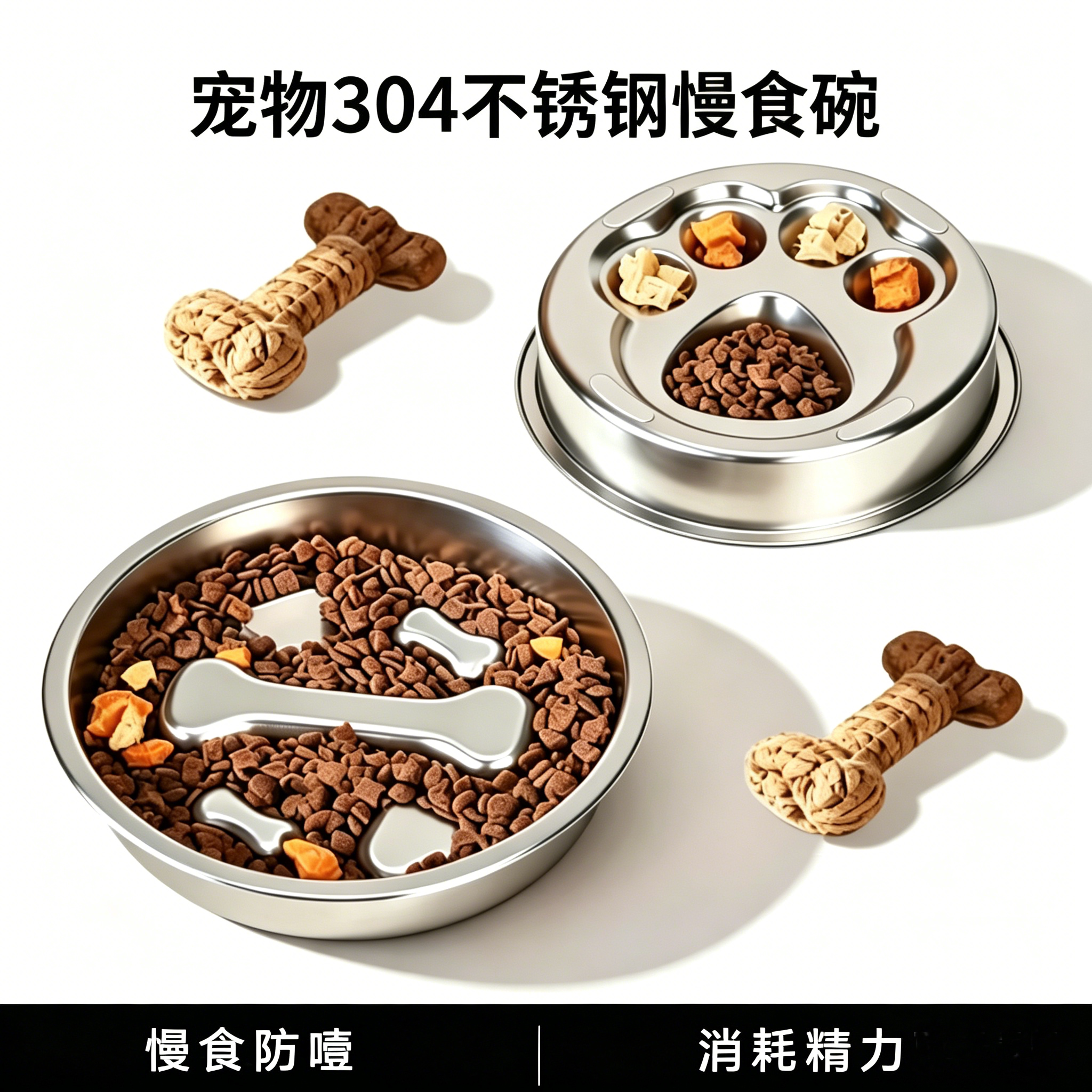 宠物慢食碗不锈钢狗碗猫咪舔舔盘图片