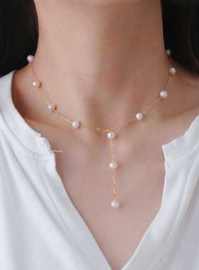 满天星珍珠项链淡水无核珍珠Baby白珠满天星项链6-6.5mmS925银