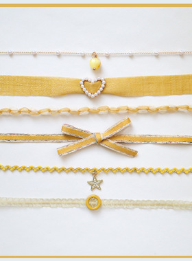 网红甜美百搭少女颈带日光黄爱心吊坠颈链Choker项圈锁骨链项链女