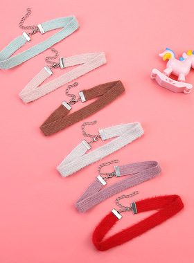 新款水貂毛锁骨链日韩网红项链