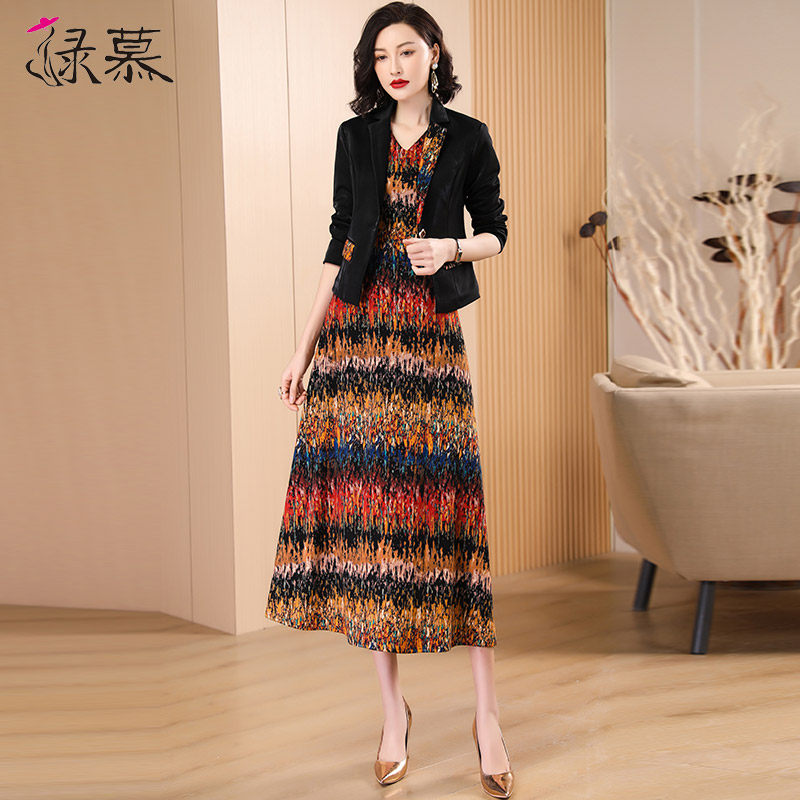 高级感西装套装裙女中长款2026年春装新款时尚气质显瘦减龄两件套