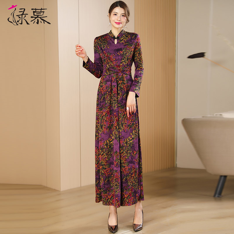 绿慕国风韵味气质显瘦长裙