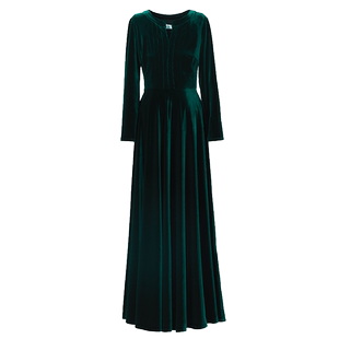 长袖连衣裙女长款2025春秋新款名媛气质金丝绒轻奢显瘦到脚踝长裙