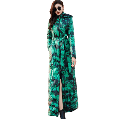 绿色修身显瘦绿色印花冬季