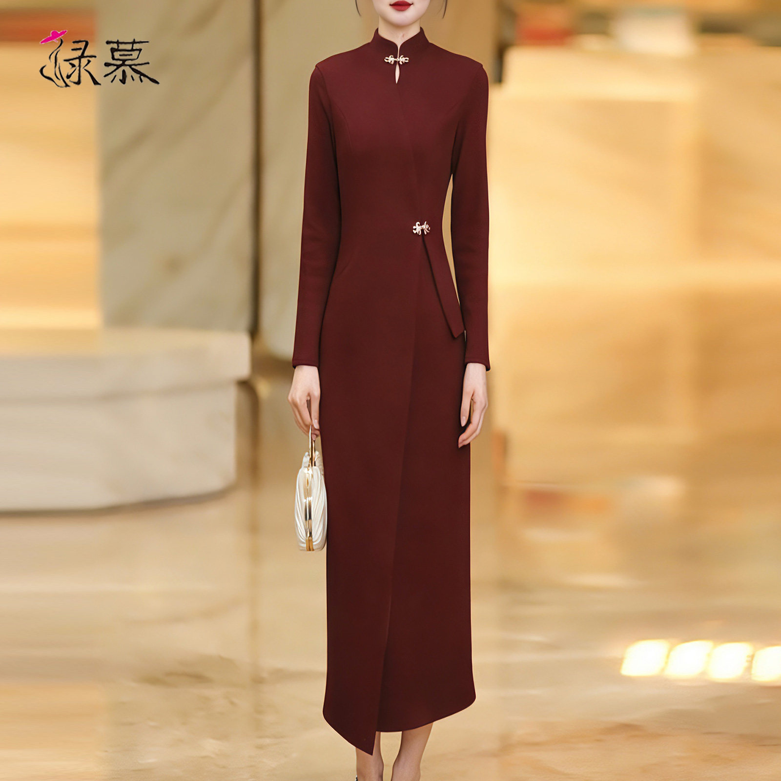酒红色冬季连衣裙2025新款今年流行爆款正式场合端庄假两件长裙,女装/女士精品,连衣裙,淘宝优惠券,粉丝福利购,淘宝优惠卷