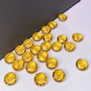 纽扣扁珠切面巴西黄水晶刻面散珠手工串珠手链项链饰品配件隔珠子