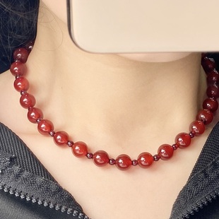 许我耀眼赵露丝许妍同款 天然红玛瑙石榴石单圈双圈手链项链锁骨链