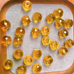 老型珠巴西黄水晶刻面切面散珠手工串珠手链项链饰品配件苹果珠子