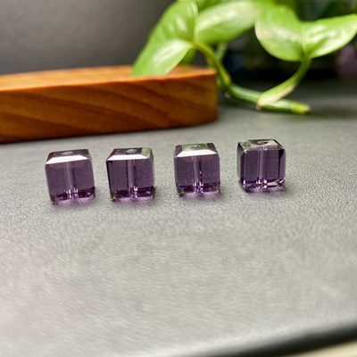 新款紫水晶方糖刻面方块形散珠