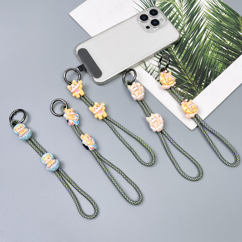 手机挂绳小柴犬短款手腕编织带子