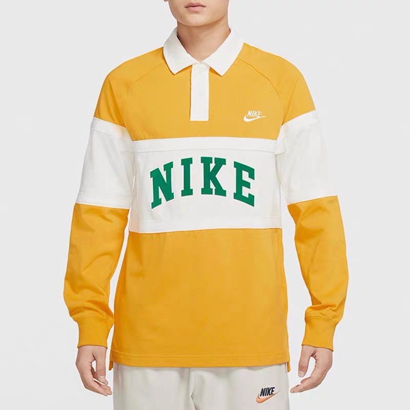 耐克休闲男子翻领套头衫拼接色