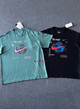 NIKE耐克夏男子透气印花训练篮球休闲圆领短袖运动T恤FV8419-010
