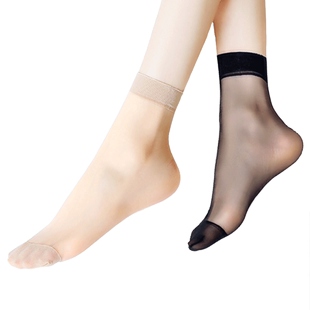 浪莎丝袜女短夏季薄款水晶丝菠萝袜春秋黑色肉色防勾丝耐磨短丝袜